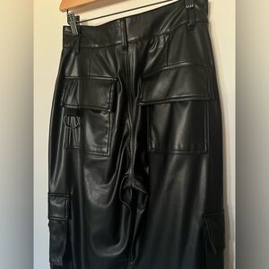 nANA judy Black Faux Leather Cargo Pants